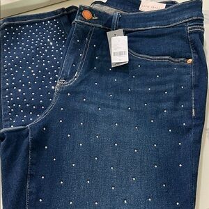 Lane Bryant Blue Skinny Jeans with Rhinestone Accents